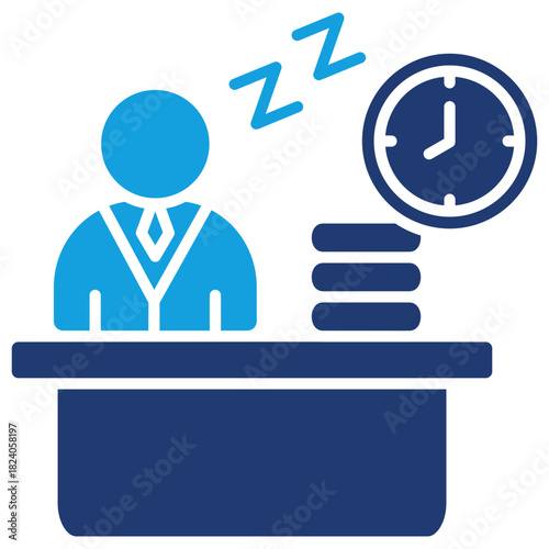 Overtime Flat Blue Icon