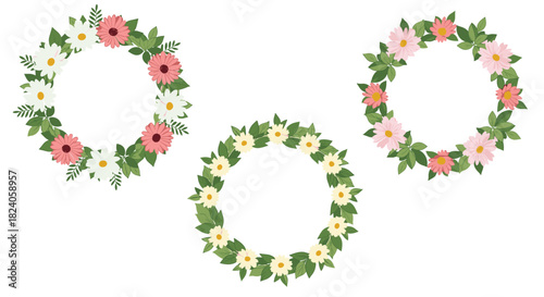 Floral Wreath Collection: Delicate Flower Arrangements for Design.