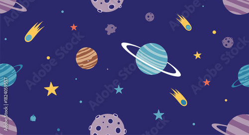 Cosmic Cartoon: A Vibrant Space Adventure.