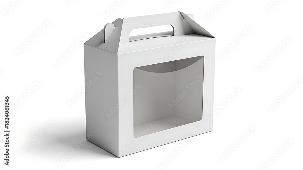 Fototapeta premium White Cardboard Box with Handle and Window for Product Display.
