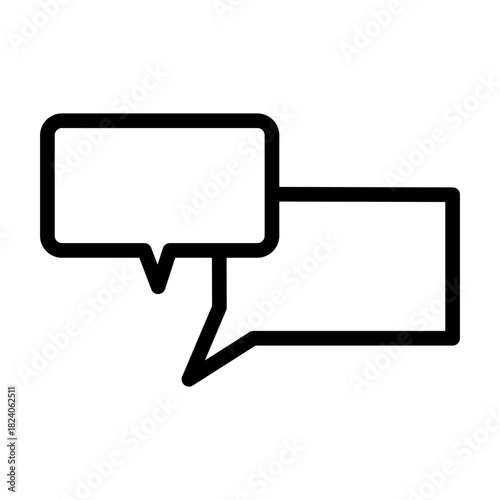 Outline vector icon of two overlapping speech bubbles for conversation.