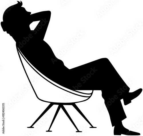 Person Relaxing in Modern Chair Silhouette – Vector Illustration