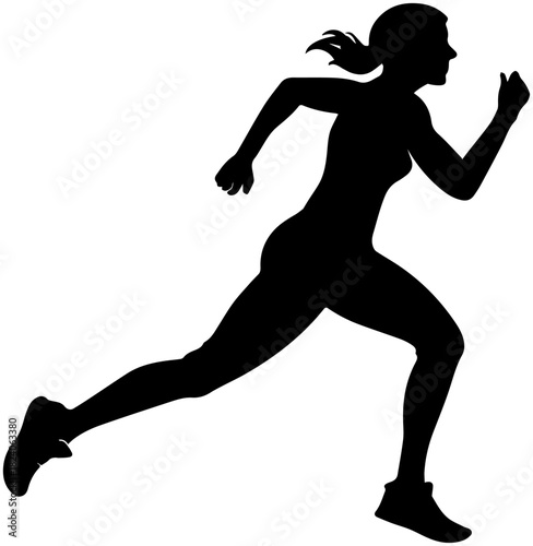 Female Runner in Motion Silhouette – Vector Illustration