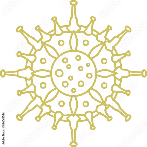 Golden Coronavirus Particle Icon covid19 pandemic