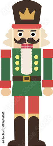 Traditional Christmas nutcracker soldier flat design illustration