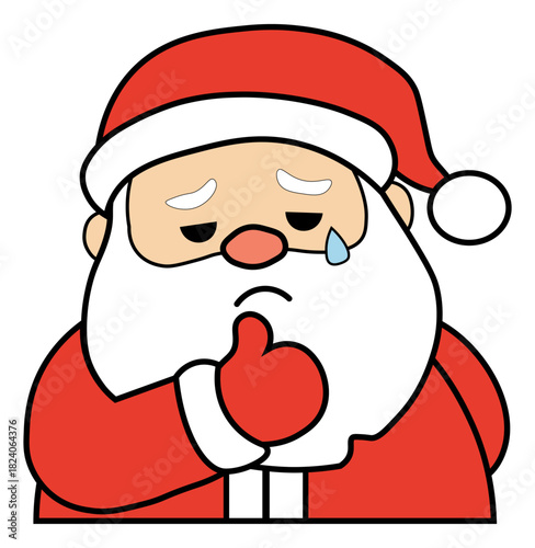 Santa Claus emotions: crying cartoon santa claus with sad face expression