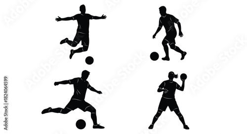 Dynamic soccer player silhouettes