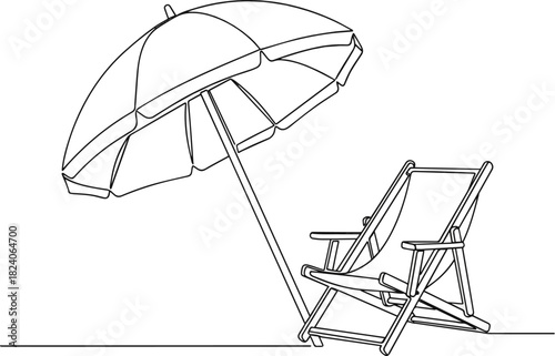 Isolated a beach chair, chaise, vacations, tropical, furniture, leisure, rest, lounge, water, vector, relax, sand, vector art with white background.