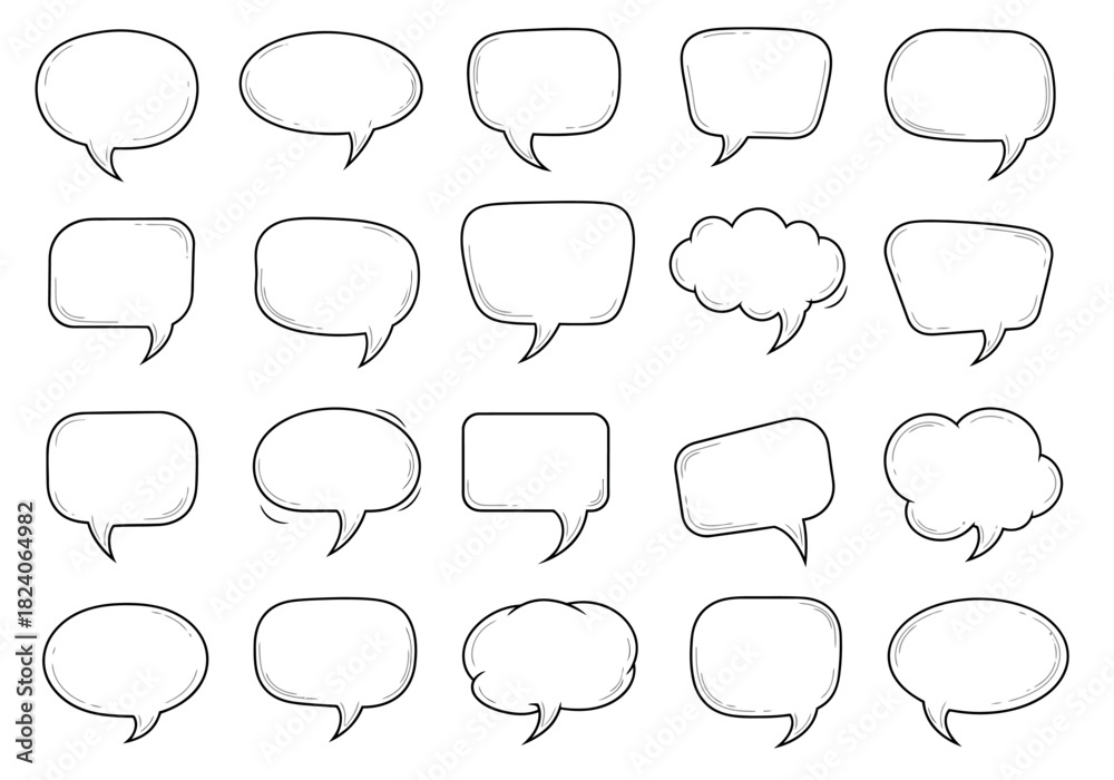 Fototapeta premium Collection of HandDrawn Speech Bubbles with Various Shapes and Styles.