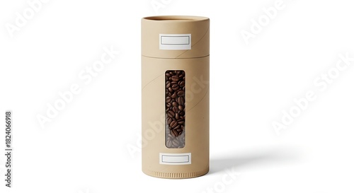 Elegant Coffee Bean Packaging Tube with Clear Window Display.