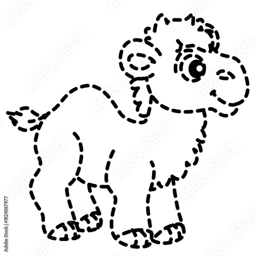 Cute dotted camel line art icon, ideal for desert, coloring books, or illustrating gentle, patient, and minimalist animal illustrations.