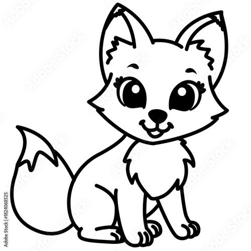 Cute fox line art icon, great for woodland, autumn, or illustrating clever, sly, and minimalist cute animal designs.