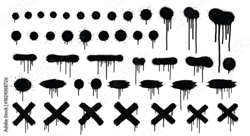 Black graffiti spray paint elements