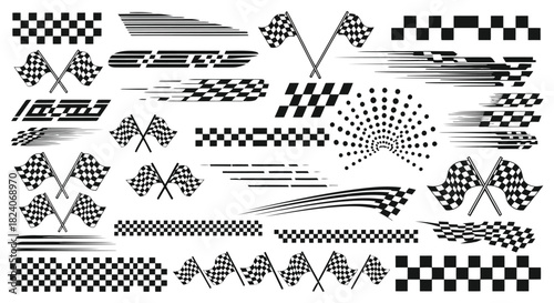 Race flag and speed line elements