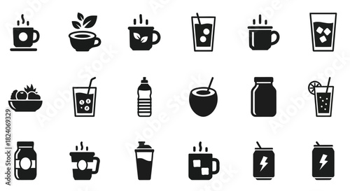 Beverage and drink icons set