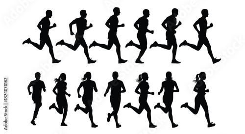 Running people silhouettes