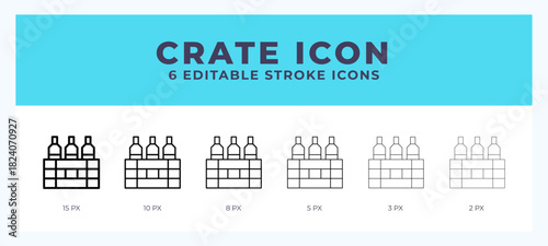 Crate icon with different stroke. Vector illustration.