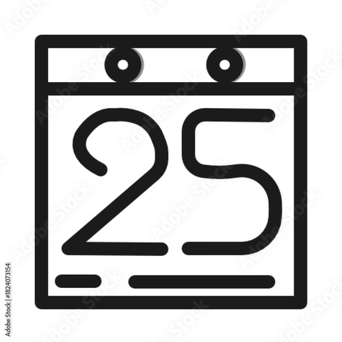 Outline vector icon of calendar page showing the date December 25th.