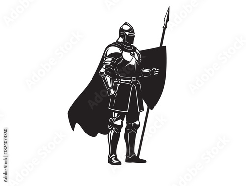 Shield Guard in silhouette white background.