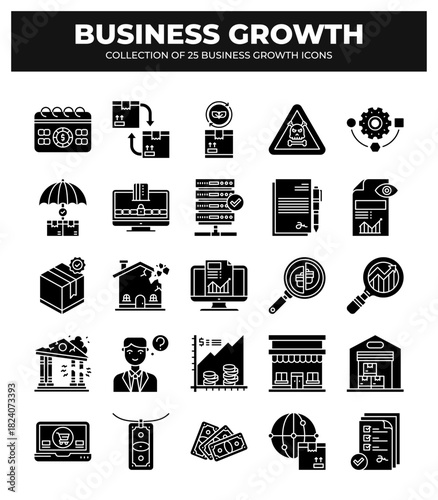 Collection of 25 Business Growth Icons: Boost Your Business Visuals