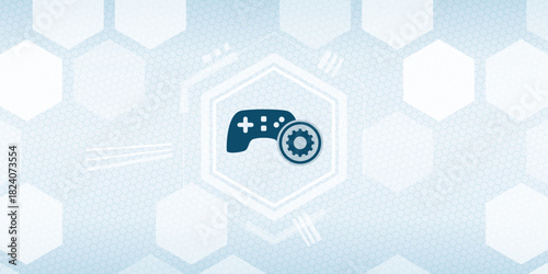 Video Game Controller Gaming Entertainment Settings Gear Vector Icon Header Background