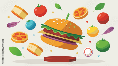 Delicious burger with fresh ingredients