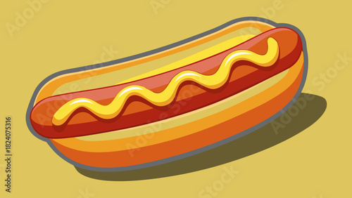 Simple hot dog with mustard illustration