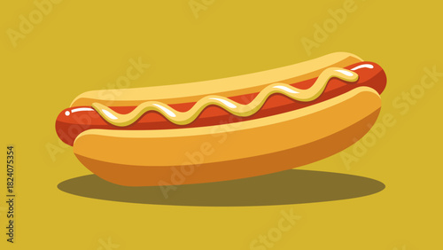 Classic hot dog with mustard illustration