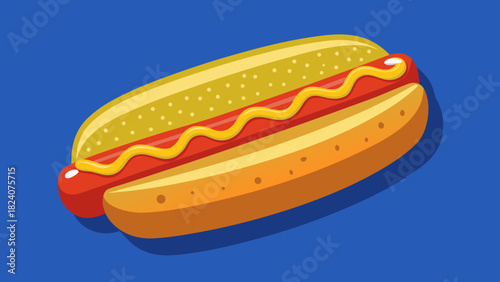 Classic hot dog with mustard on a bun