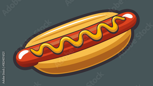 Delicious cartoon hot dog with mustard