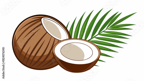 Coconut, palm leaf white