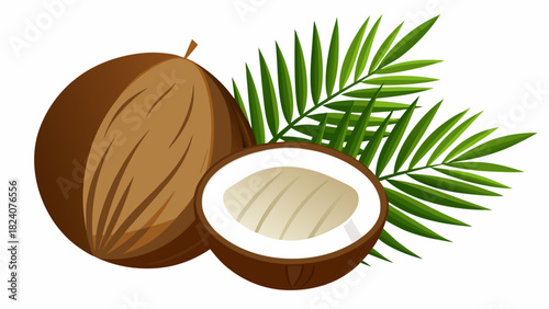 Coconut and palm leaf white