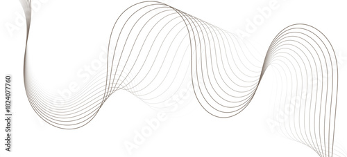 Abstract Sine Wave Curves Formed by Fading Lines Dancing Across a Organic Movement and Minimalist Elegance White Canvas of Motion.