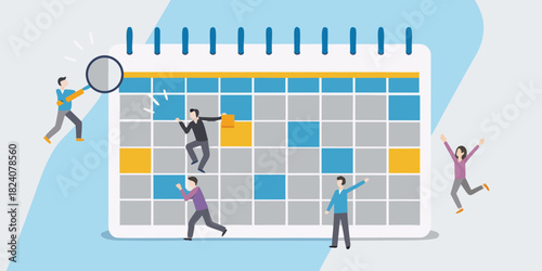 Teamwork and planning on a large calendar grid