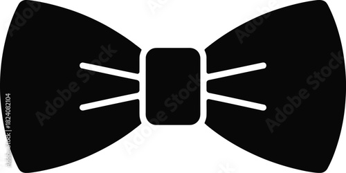 Sophisticated black bow tie graphic illustration symbolizing formal wear, elegance, and special occasions. a versatile icon for fashion, events, web, app, and print design projects.