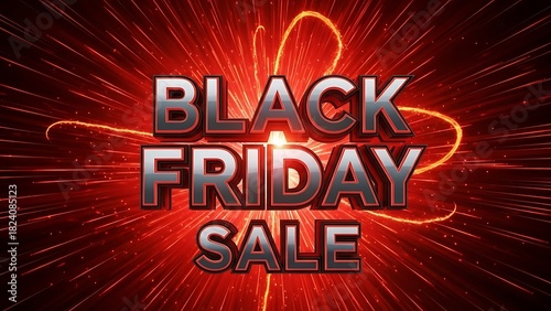Black friday sale vibrant red burst background with dynamic glowing lines and fiery particle explosion display