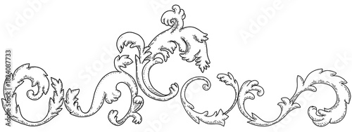Obraz na płótnie Vintage style decorative floral border element