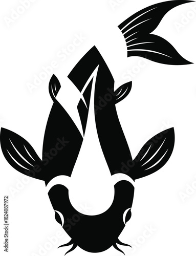 Elegant black koi fish silhouette design