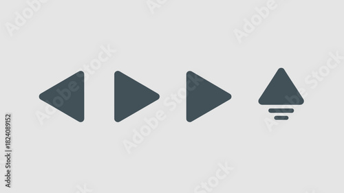 A set of four dark gray directional icons on a light gray background pointing left right and up with lines