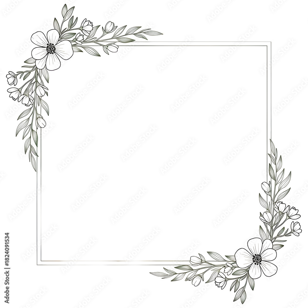 Naklejka premium Floral frame with white flowers, isolated on transparent background