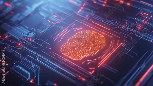 Artificial intelligence brain shaped circuit board futuristic technology concept design