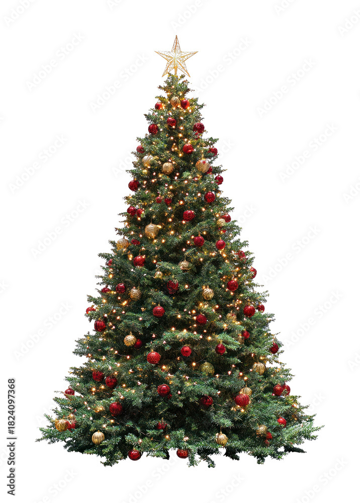 Fototapeta premium PNG Festive decorated Christmas tree.