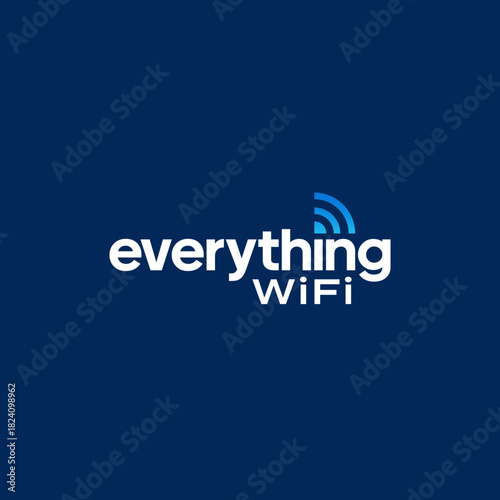 Everything WiFi Logo on Blue Background for Wireless Connectivity.