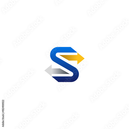 Letter S logo with arrows pointing in opposite directions.