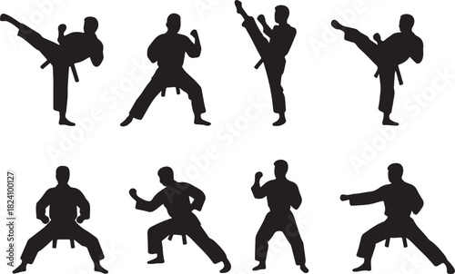 Martial arts silhouette set