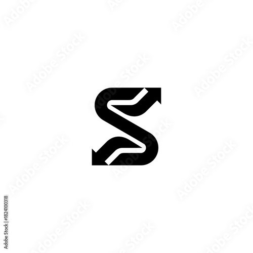 Stylized Letter S with Arrows in a Minimalist Design.