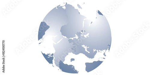 Simplified Globe Illustration Depicting Continents in Shades of Blue and Gray.