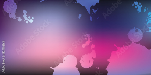 Abstract watercolor ink splatters on a dark dreamy pink and purple gradient background with a soft glowing texture.