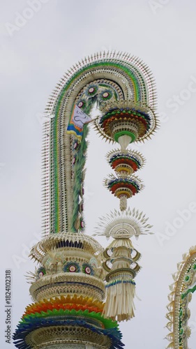 Colorful Penjor Decorations in Sading District, Bali