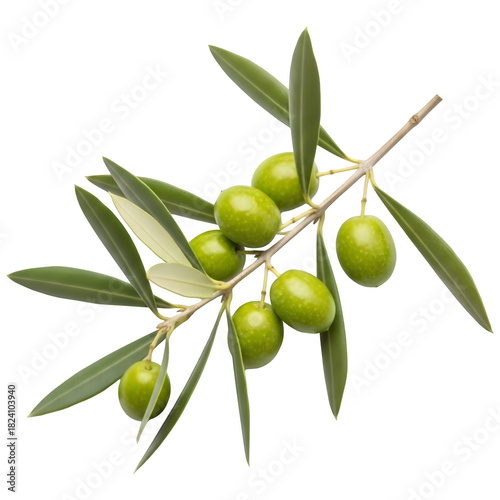 Wallpaper Mural Green olives on branch isolated on transparent background Torontodigital.ca